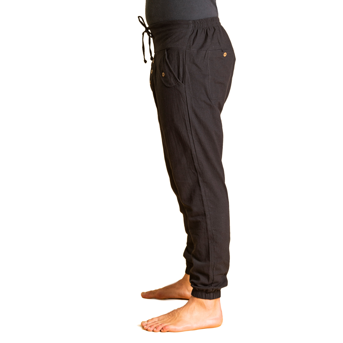 Yogipants Baumwolle Unisex schwarz Seitenansicht