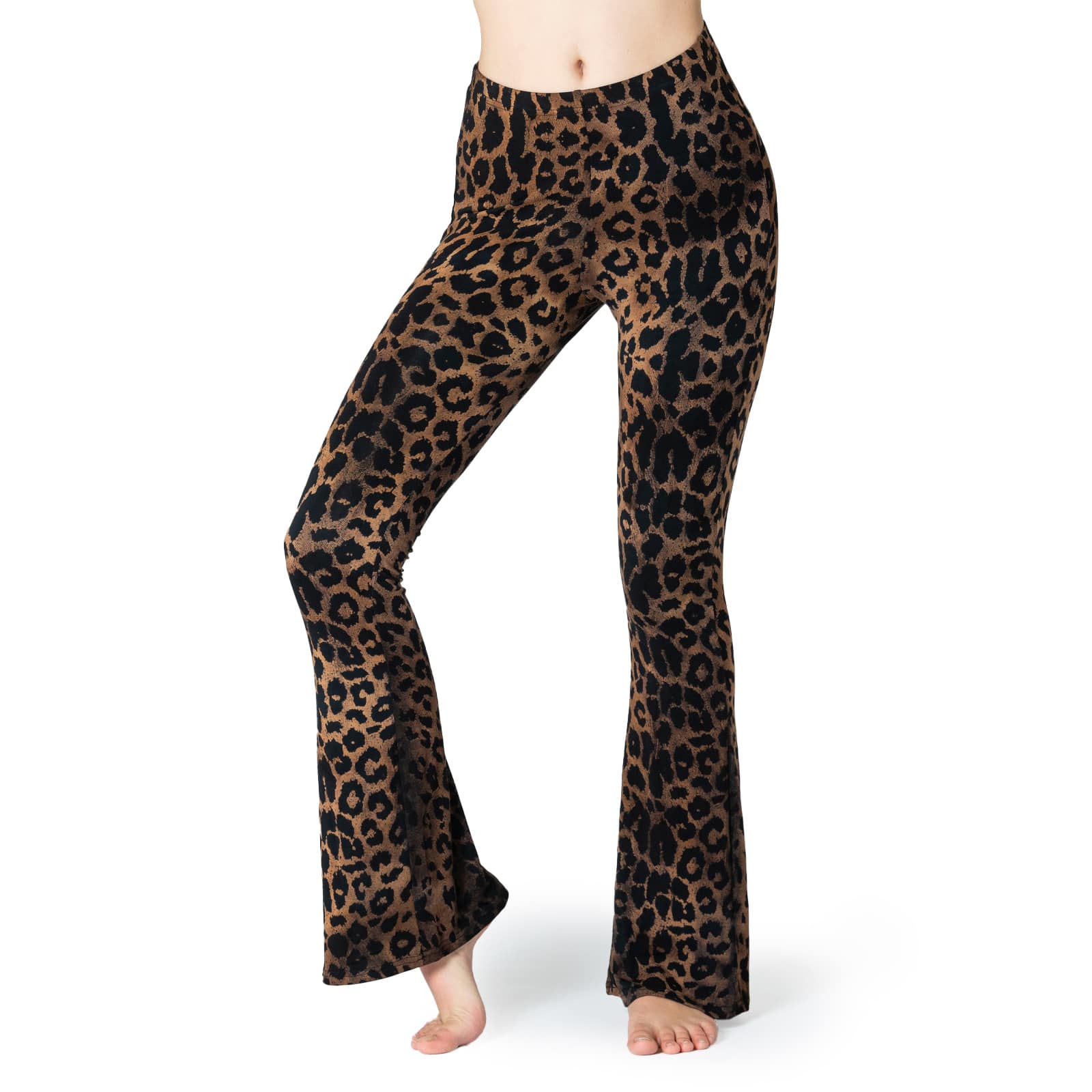 Batik Leggings mit Schlag, Leo braun, Frontansicht, komprimiert