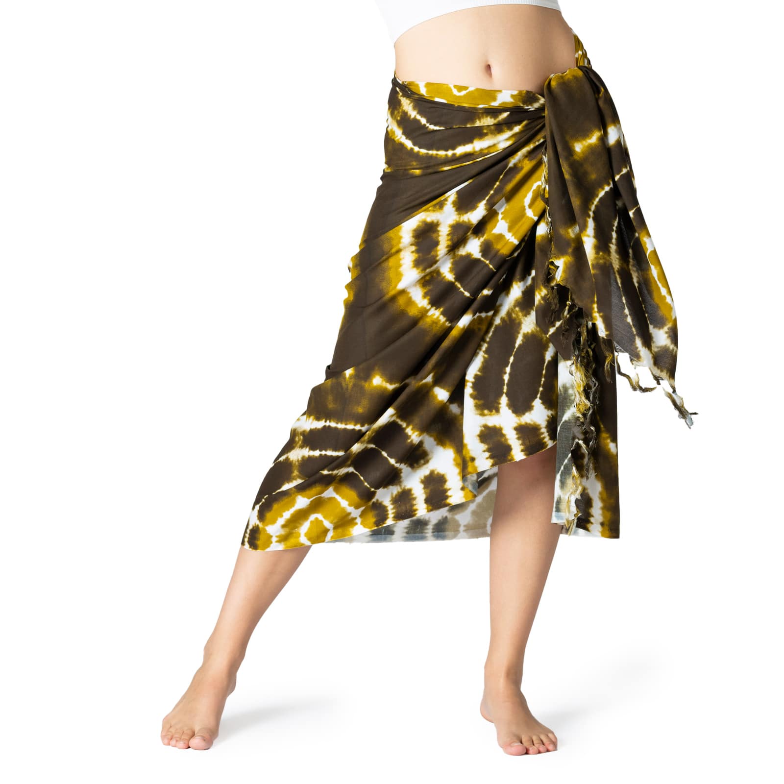 Sarong Tie-Dye, Pareo, buntes Strandtuch, olivgrün, Wickelrock, komprimiertes Bild