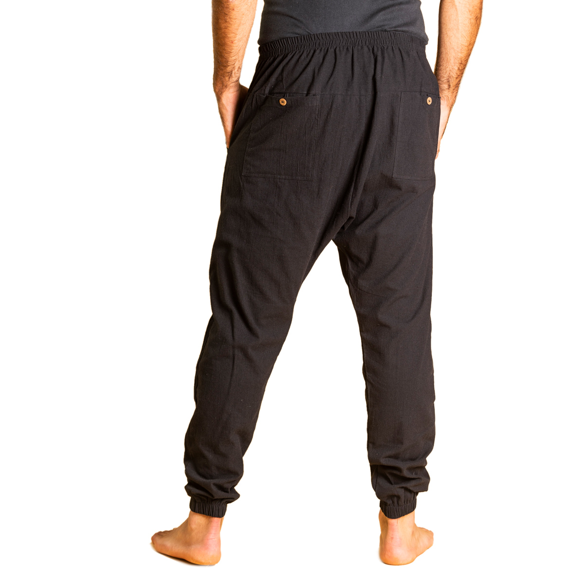 Yogipants Baumwolle Unisex schwarz Rückansicht