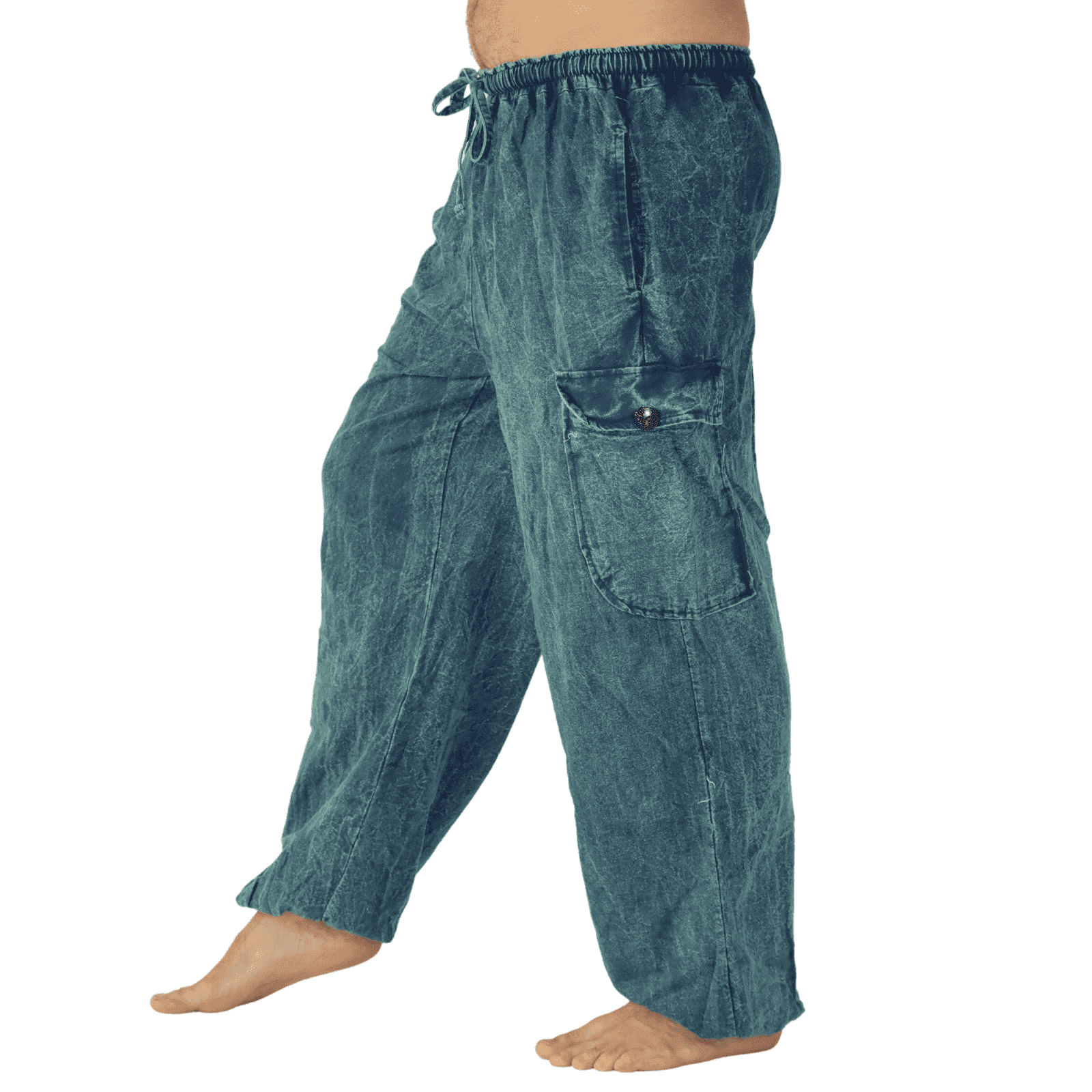 Cargohose stonewash dunkelblau, stehend Seitenansicht