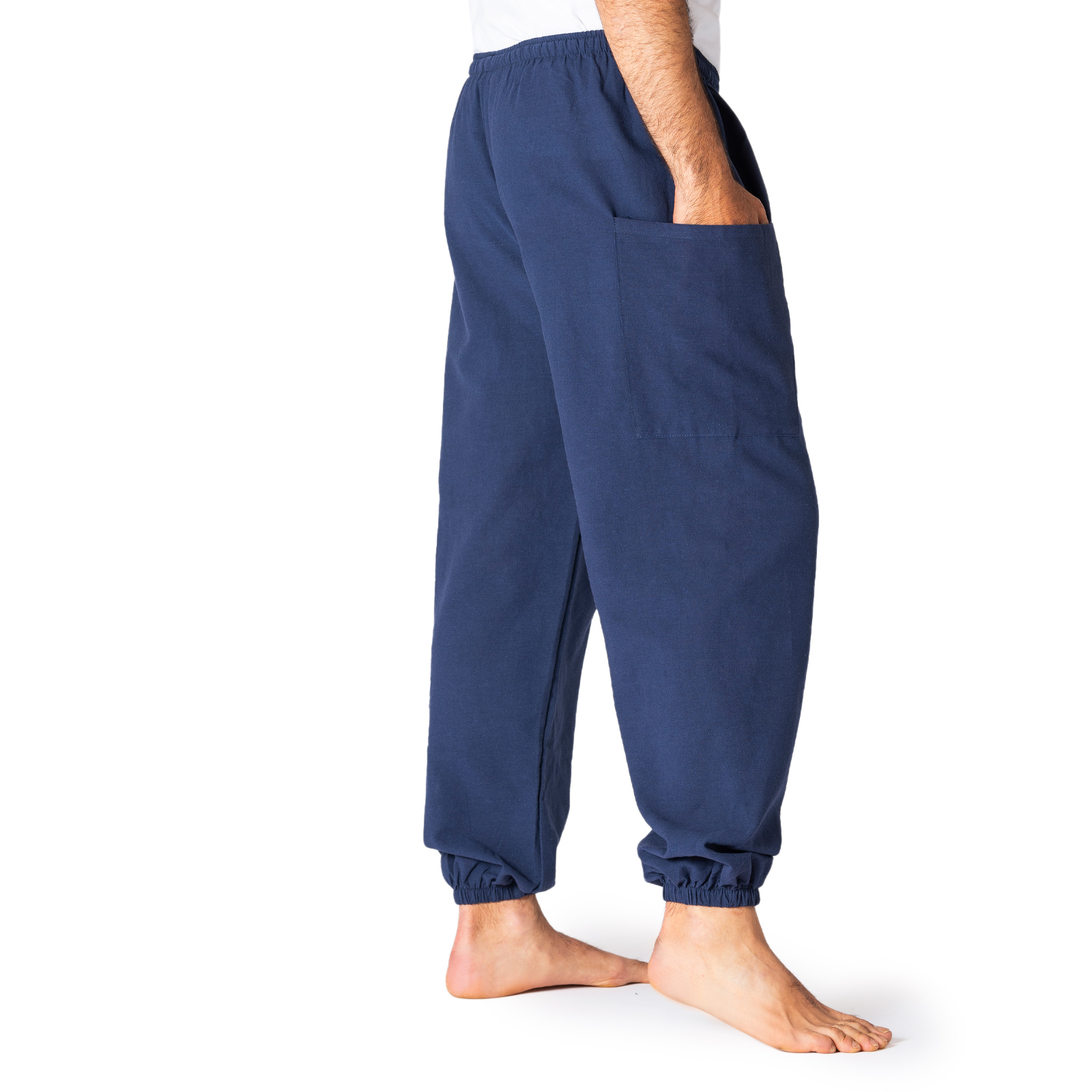 Loungehose einfarbig in dunkel blau an der Seite