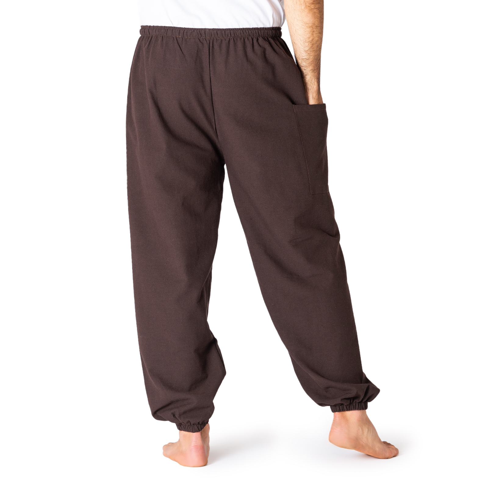 Loungehose einfarbig in braun von hinten