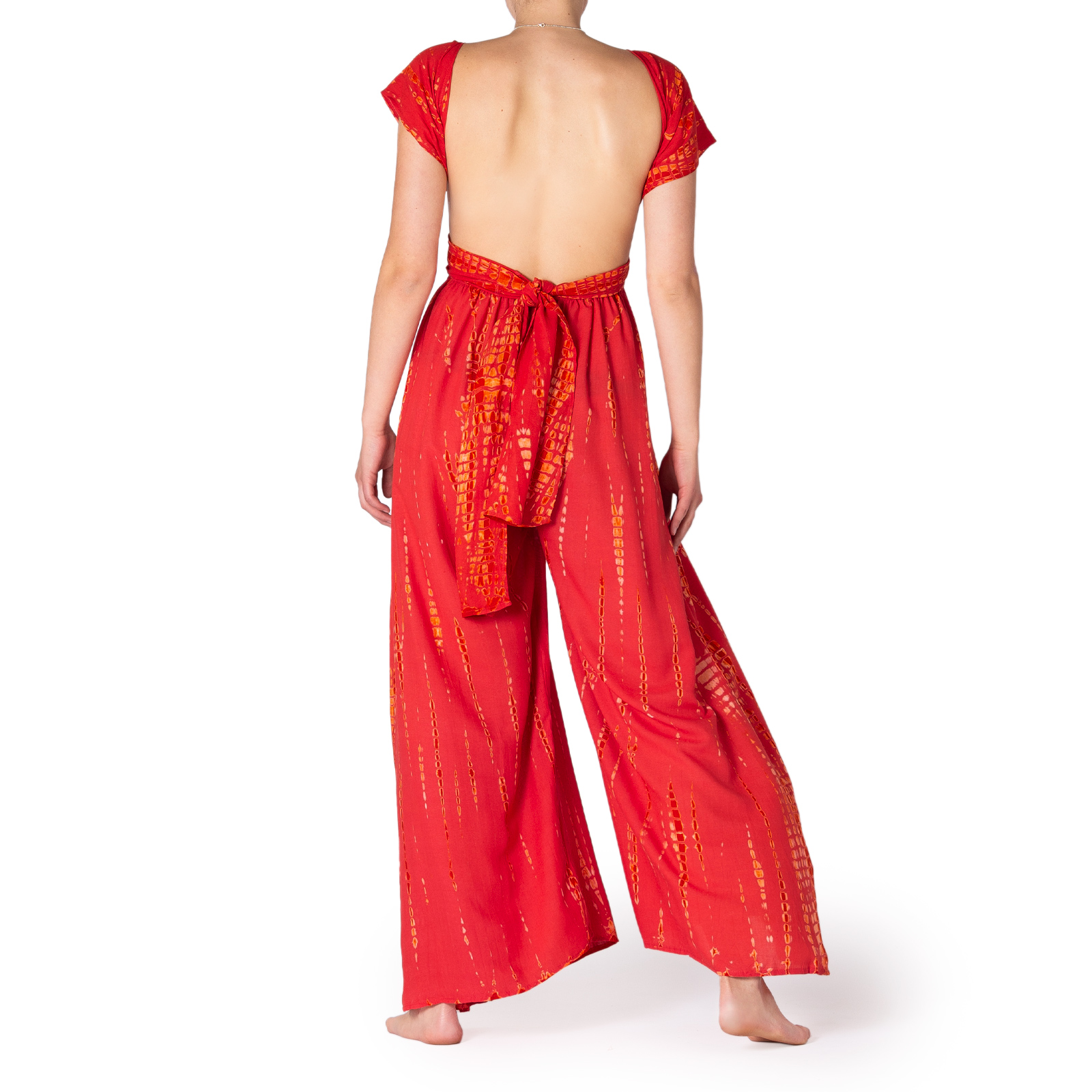 Hosenkleid Tie-Dye in rot orange von hinten