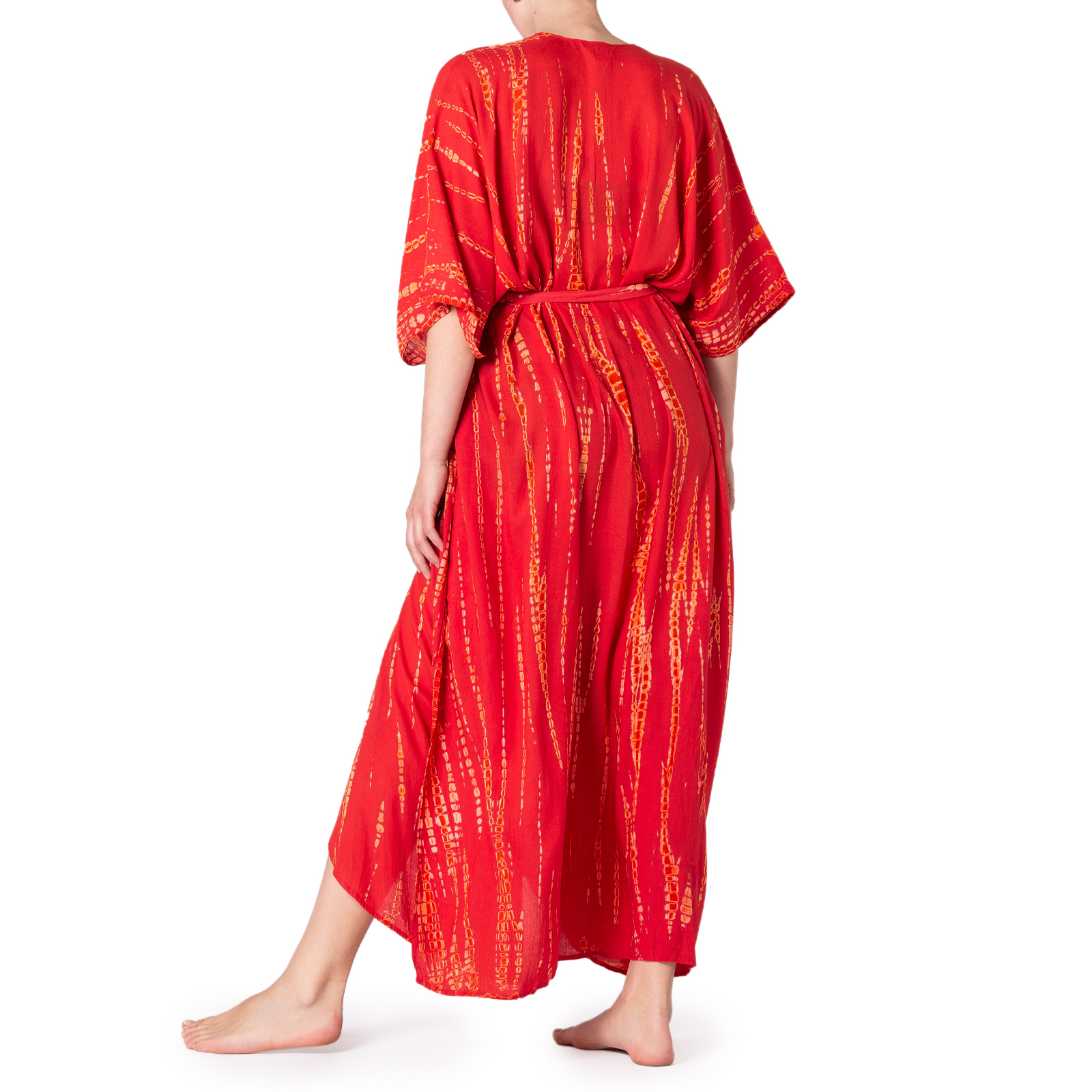 Tie-Dye Kimono in rot orange von hinten