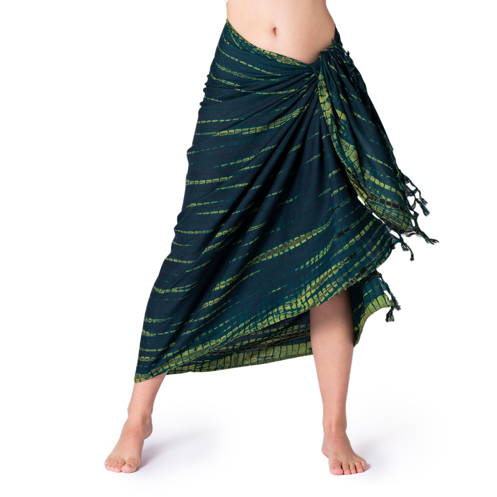 Sarong Sundance TieDye moosgrün gelb von vorne