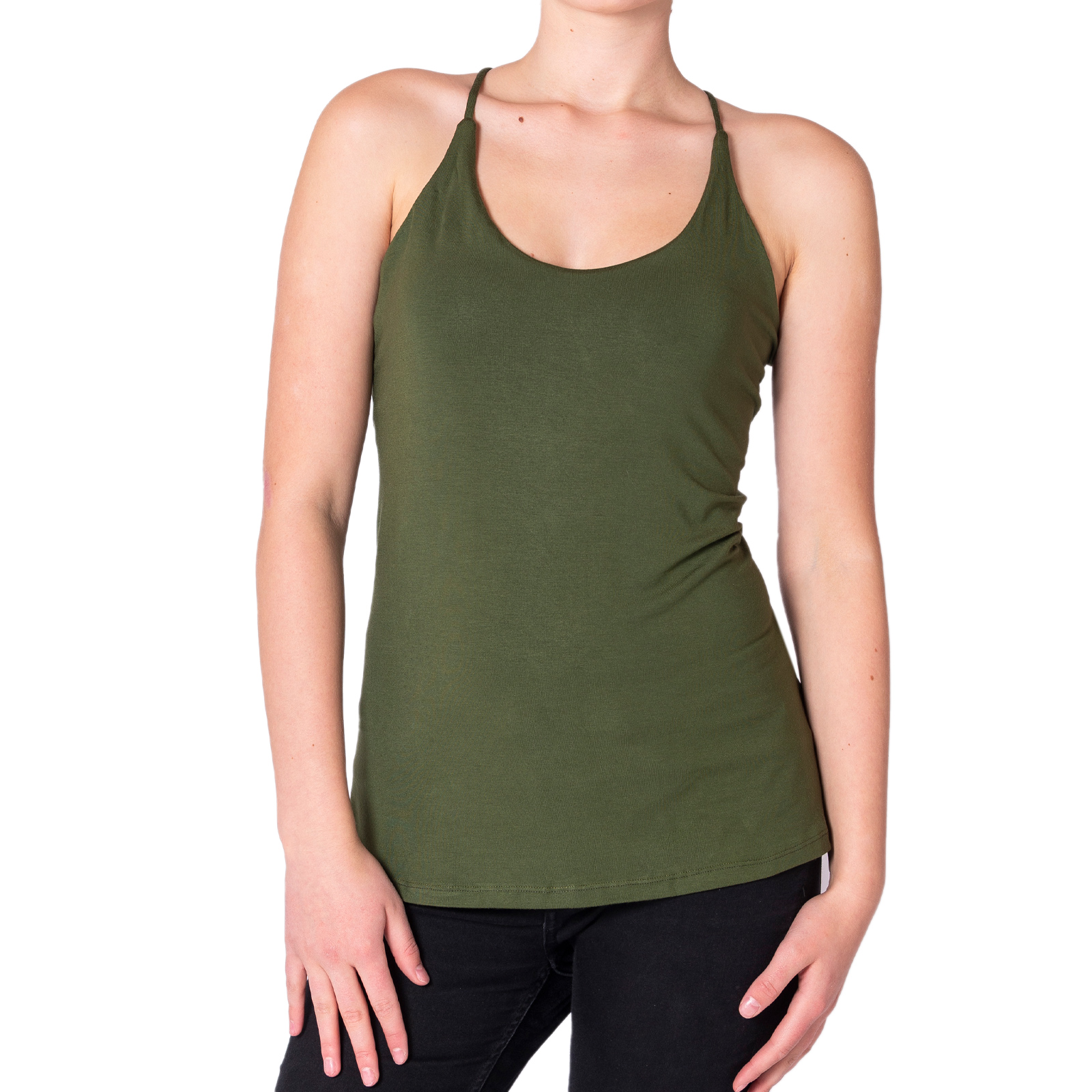 Cami Top LUNA in olive von vorne